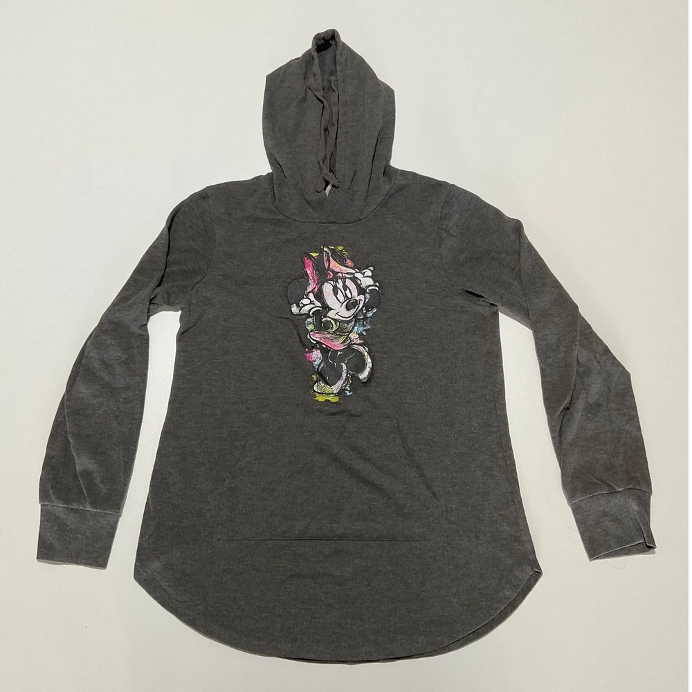 Disney Minnie Mouse Womens Graphic Hoodie Charcoal Gray Large JT22047